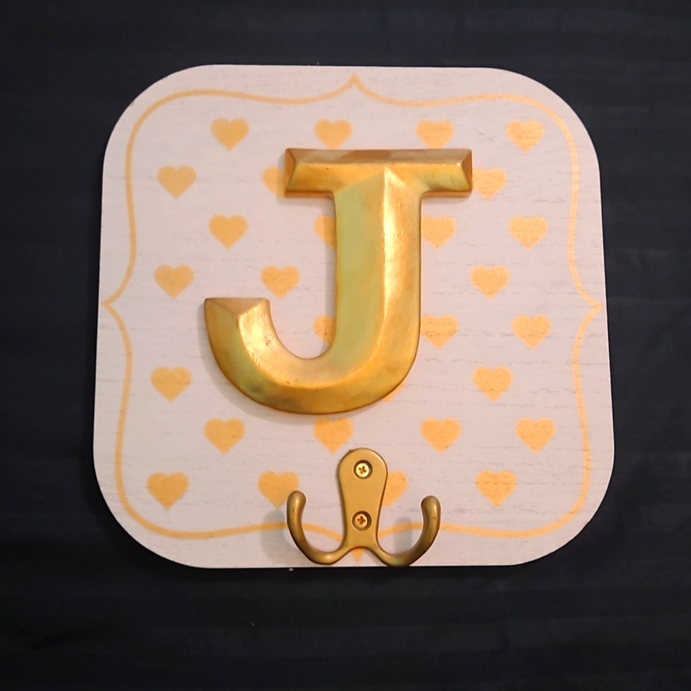 Pink and Gold 'J' Coat Hanger
